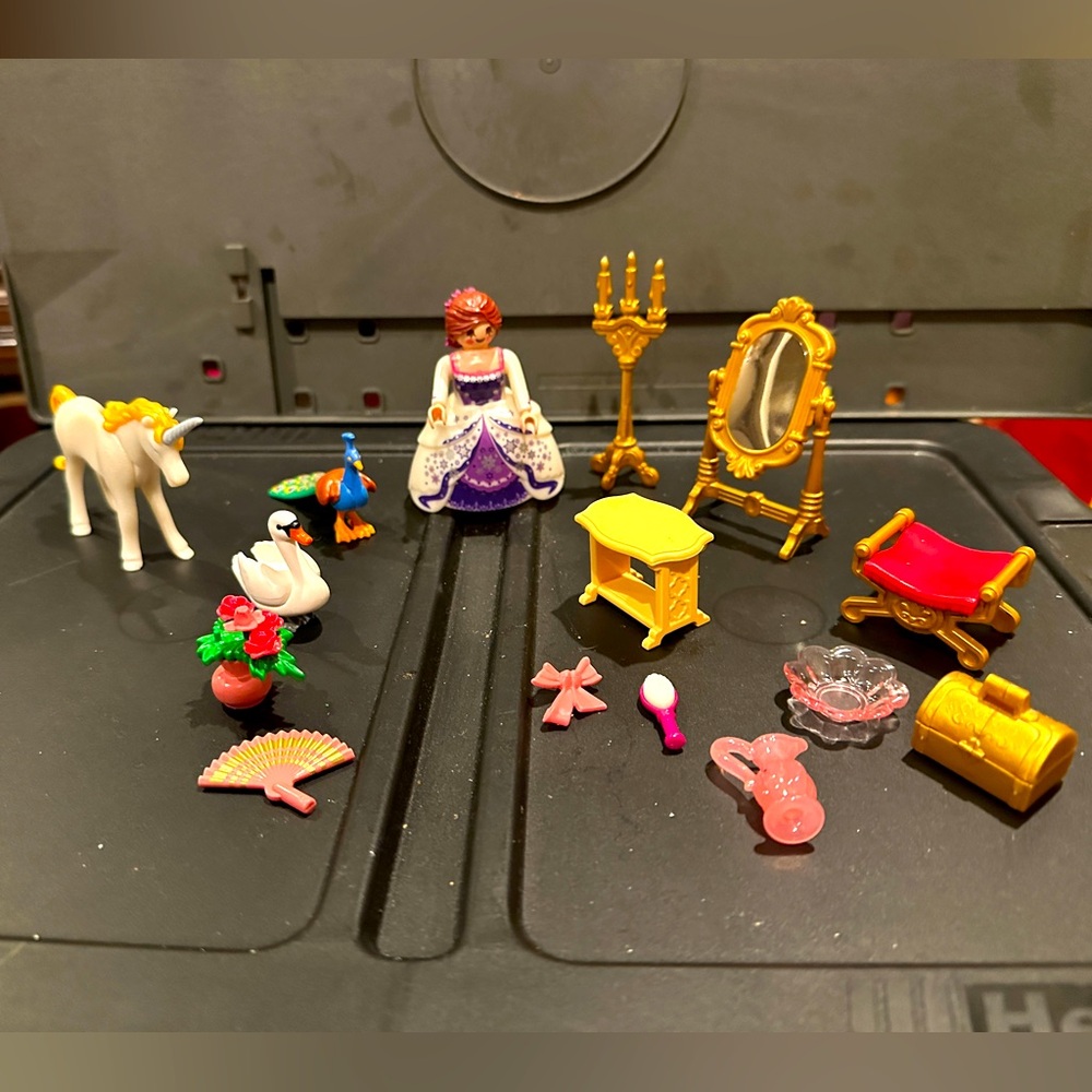 Vintage Playmobil Princess set with accessories and pink carrying case